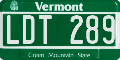 VT license plate LDT289