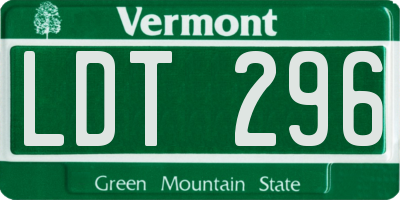 VT license plate LDT296