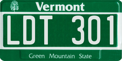 VT license plate LDT301