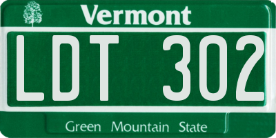 VT license plate LDT302