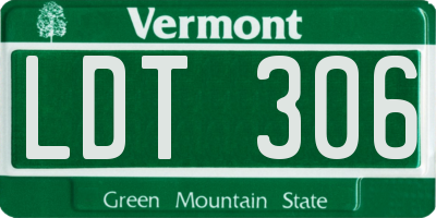 VT license plate LDT306