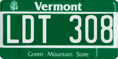 VT license plate LDT308