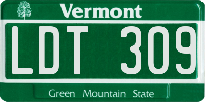 VT license plate LDT309