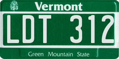 VT license plate LDT312