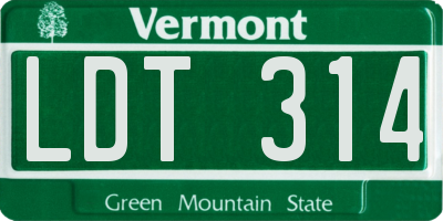 VT license plate LDT314