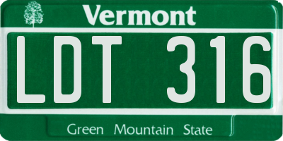 VT license plate LDT316