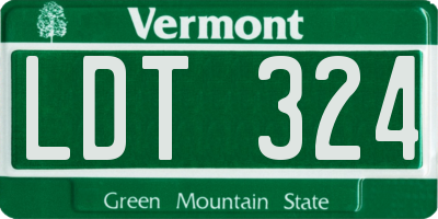 VT license plate LDT324