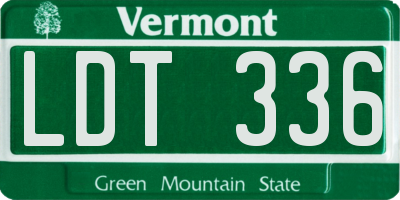 VT license plate LDT336