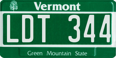 VT license plate LDT344