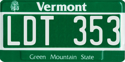 VT license plate LDT353
