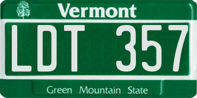 VT license plate LDT357
