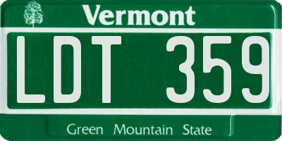 VT license plate LDT359