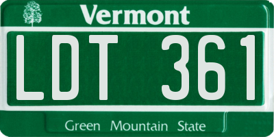 VT license plate LDT361