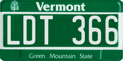 VT license plate LDT366