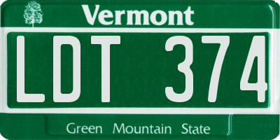 VT license plate LDT374