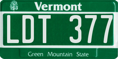 VT license plate LDT377