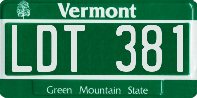VT license plate LDT381