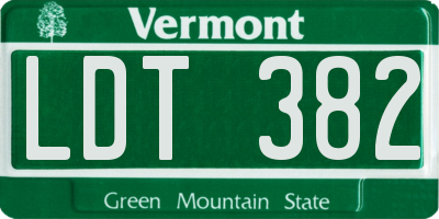 VT license plate LDT382