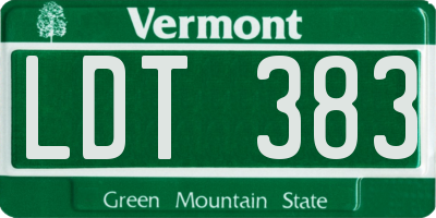 VT license plate LDT383