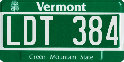 VT license plate LDT384