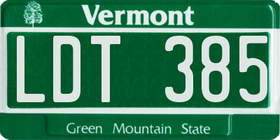 VT license plate LDT385