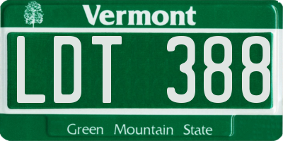 VT license plate LDT388