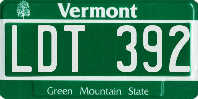 VT license plate LDT392