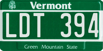 VT license plate LDT394
