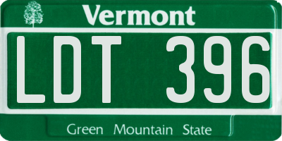 VT license plate LDT396