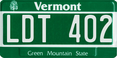 VT license plate LDT402