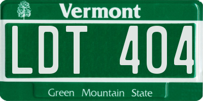 VT license plate LDT404