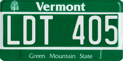 VT license plate LDT405