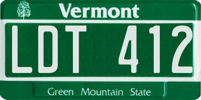 VT license plate LDT412