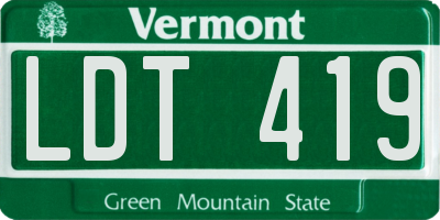 VT license plate LDT419