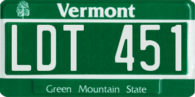 VT license plate LDT451