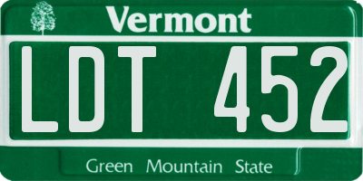 VT license plate LDT452