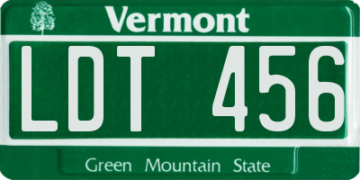 VT license plate LDT456