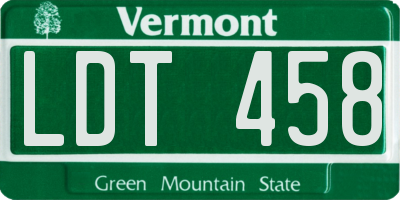 VT license plate LDT458