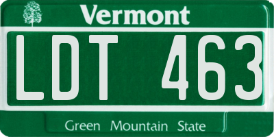 VT license plate LDT463