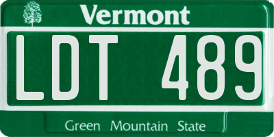 VT license plate LDT489