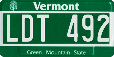VT license plate LDT492