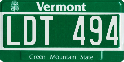 VT license plate LDT494