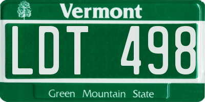 VT license plate LDT498