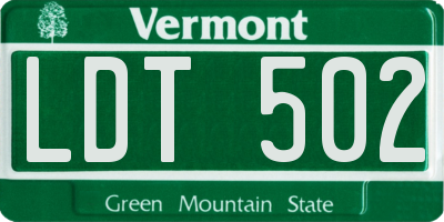 VT license plate LDT502