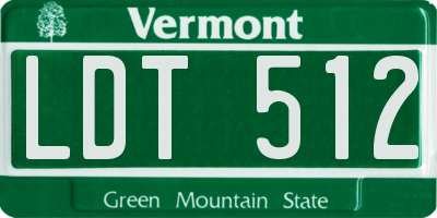 VT license plate LDT512