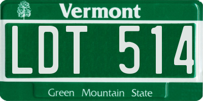 VT license plate LDT514
