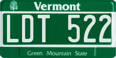VT license plate LDT522