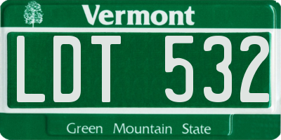 VT license plate LDT532