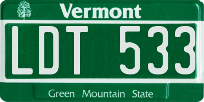 VT license plate LDT533