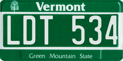 VT license plate LDT534